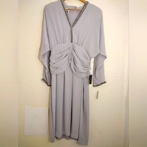Jack Bryan Vintage 70s Hand Beaded Gray 7505 Midi Dress